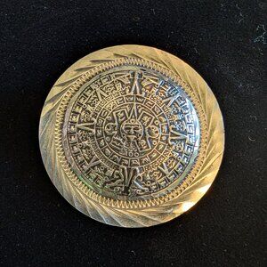 Vintage Choen Sterling Silver Mayan Calendar Pendant Brooch